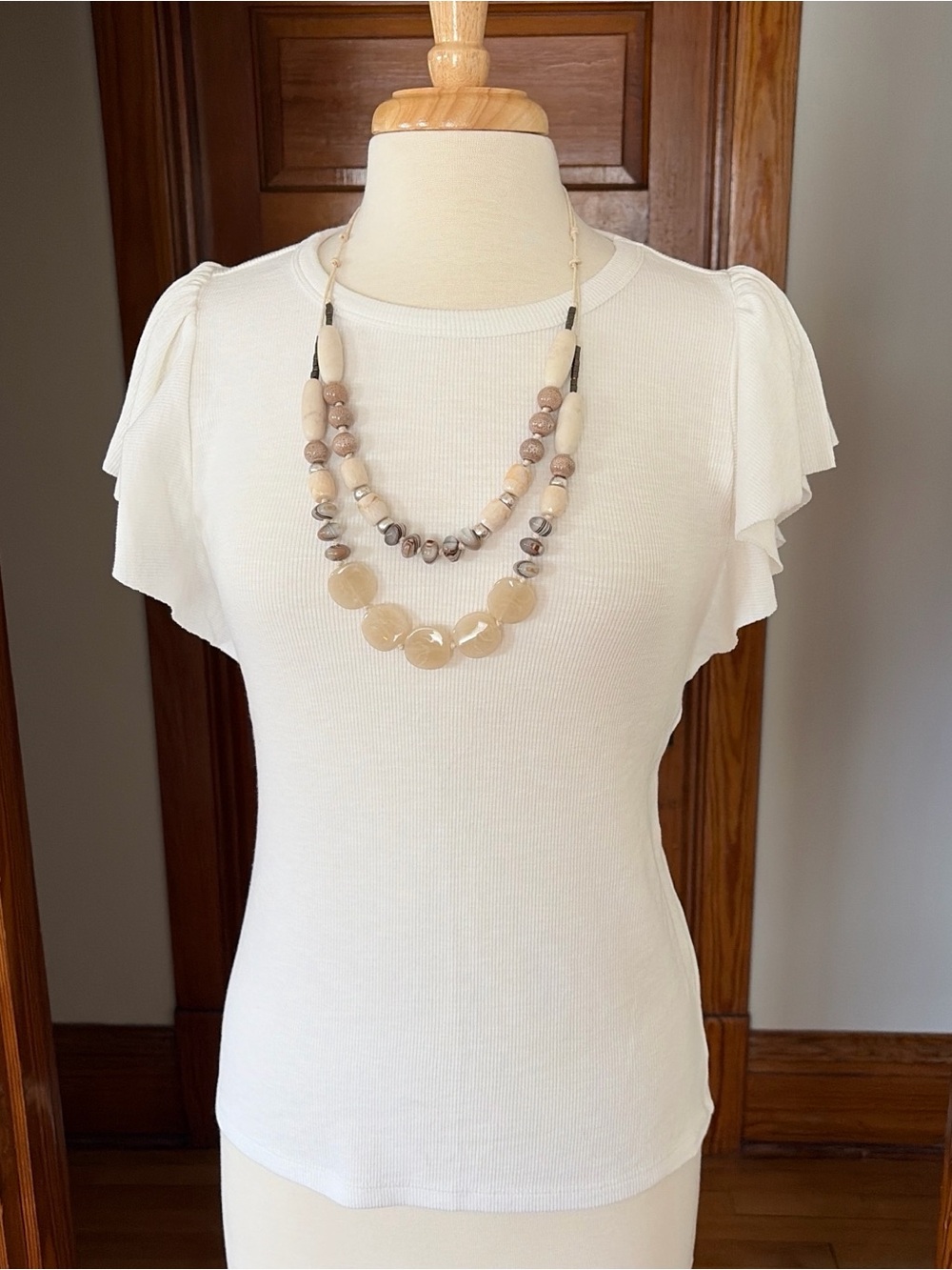 Sonoma Goods for Life White Cotton Blend Ruffle Sleeve Top